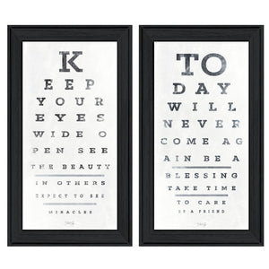 HomeRoots Set of Two Eye Charts - Modern Black Framed Wall Art for Contemporary Home Décor & Gallery Display 406145