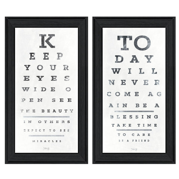 HomeRoots Set of Two Eye Charts - Modern Black Framed Wall Art for Contemporary Home Décor & Gallery Display 406145