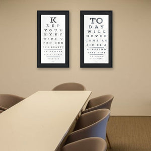 HomeRoots Set of Two Eye Charts - Modern Black Framed Wall Art for Contemporary Home Décor & Gallery Display 406145