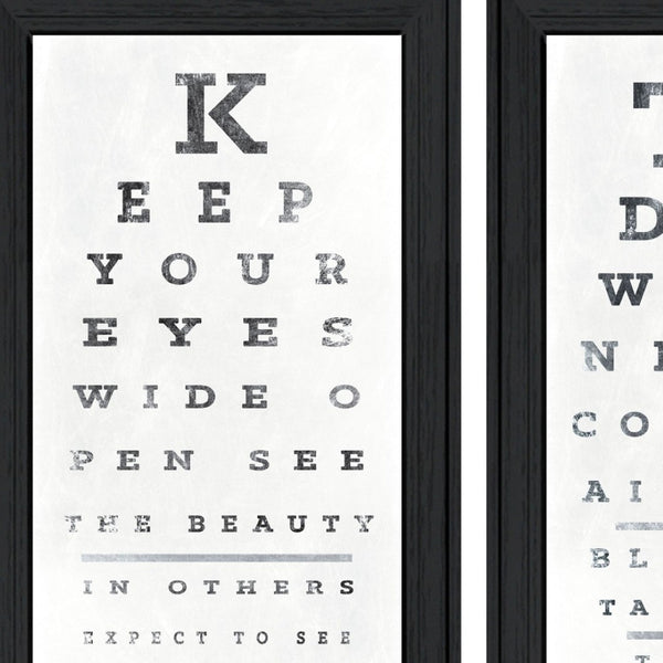HomeRoots Set of Two Eye Charts - Modern Black Framed Wall Art for Contemporary Home Décor & Gallery Display 406145