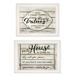 Homeroots Set Of Two Family Values 1 White Framed Print Wall Art  Wood Paper 406146