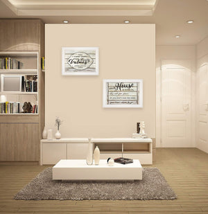 Homeroots Set Of Two Family Values 1 White Framed Print Wall Art  Wood Paper 406146