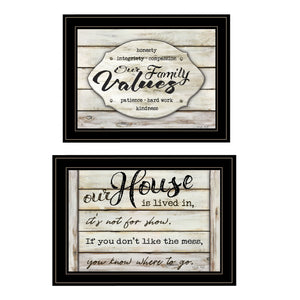 Homeroots Set Of Two Family Values 2 Black Framed Print Wall Art  Wood Paper 406147