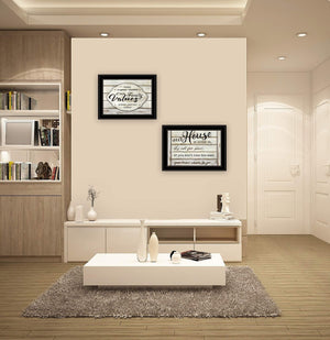 Homeroots Set Of Two Family Values 2 Black Framed Print Wall Art  Wood Paper 406147