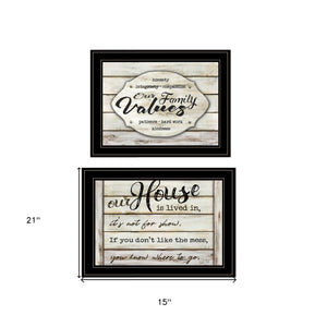 Homeroots Set Of Two Family Values 2 Black Framed Print Wall Art  Wood Paper 406147
