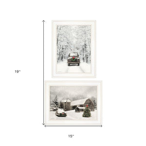 HomeRoots Set of Two Antique Christmas Framed Prints - Elegant Wall Art for Holiday Decor & Year-Round Charm 406149