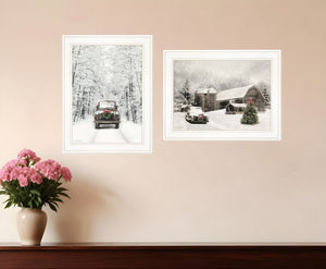HomeRoots Set of Two Antique Christmas Framed Prints - Elegant Wall Art for Holiday Decor & Year-Round Charm 406149