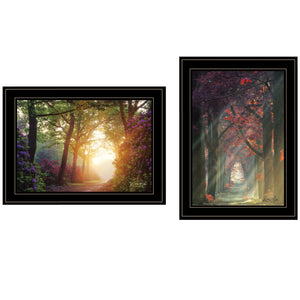 Homeroots Set Of Two Path Of Happiness 2 Black Framed Print Wall Art  Wood Paper 406161