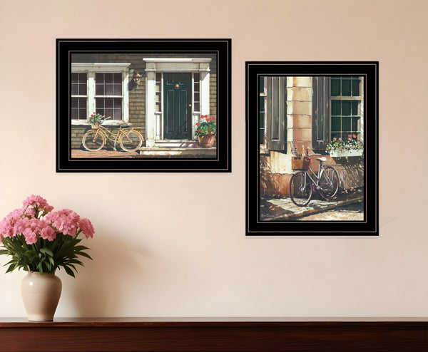 Homeroots Set Of Two A Picnic Getaway 2 Black Framed Print Wall Art  Wood Paper 406163