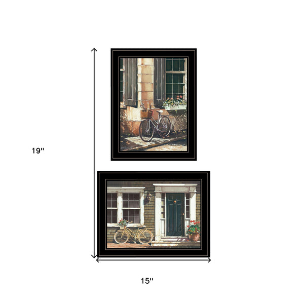 Homeroots Set Of Two A Picnic Getaway 2 Black Framed Print Wall Art  Wood Paper 406163