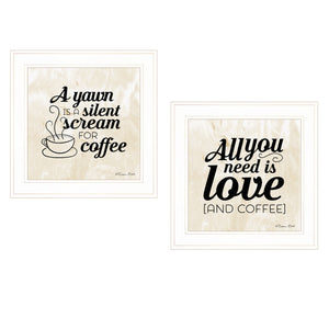 Homeroots Set Of Two All You Need Is Coffee 1 White Framed Print Wall Art  Wood Paper 406164