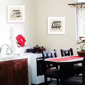 Homeroots Set Of Two All You Need Is Coffee 1 White Framed Print Wall Art  Wood Paper 406164