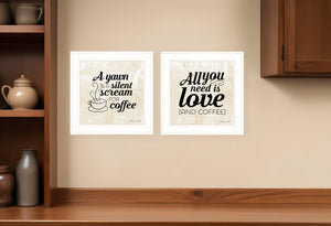 Homeroots Set Of Two All You Need Is Coffee 1 White Framed Print Wall Art  Wood Paper 406164