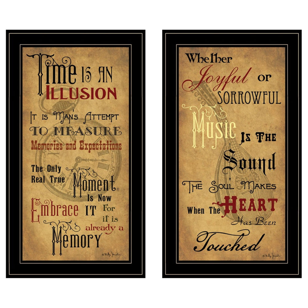 HomeRoots Set of Two Joyful Black Framed Prints - Contemporary Art for Stylish Home Décor & Easy Mounting 406167