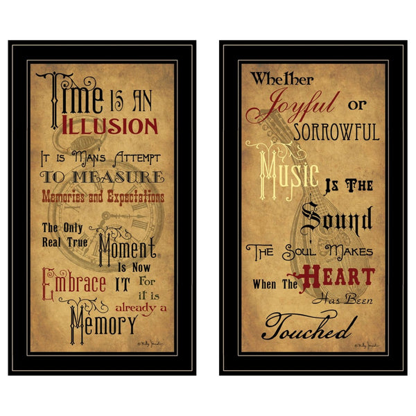 HomeRoots Set of Two Joyful Black Framed Prints - Contemporary Art for Stylish Home Décor & Easy Mounting 406167