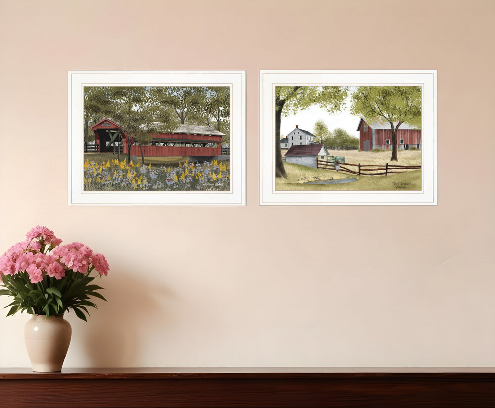 Homeroots Set Of Two The Spring House 1 White Framed Print Wall Art  Wood Paper 406168