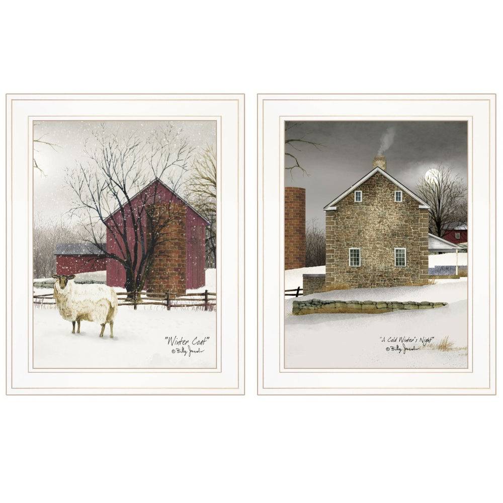 HomeRoots Set of Two Modern White Framed Art Prints – Stylish Wall Décor for Living Rooms and Bedrooms 406170