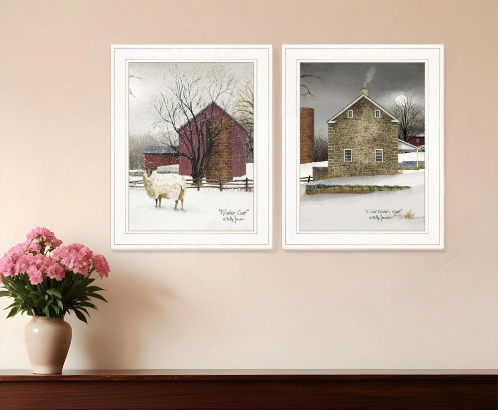 HomeRoots Set of Two Modern White Framed Art Prints – Stylish Wall Décor for Living Rooms and Bedrooms 406170