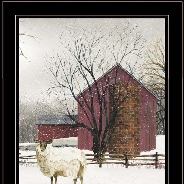 Homeroots Set Of Two Cold Winter 2 Black Framed Print Wall Art  Wood Paper 406171
