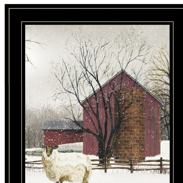 Homeroots Set Of Two Cold Winter 2 Black Framed Print Wall Art  Wood Paper 406171