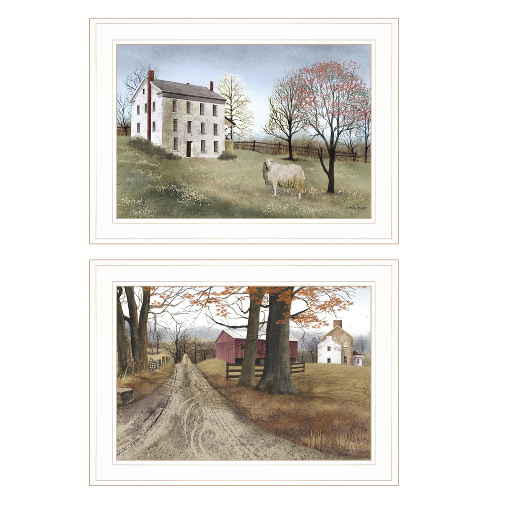 Homeroots Set Of Two The Road Home 1 White Framed Print Wall Art  Wood Paper 406172