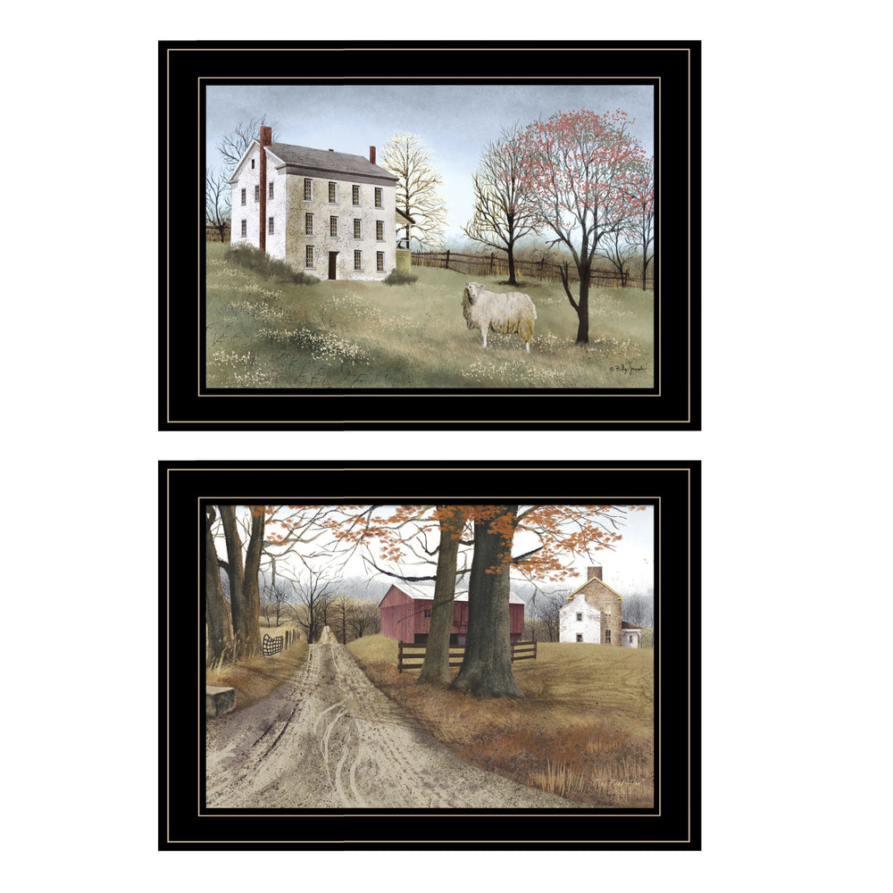 Homeroots Set Of Two The Road Home 2 Black Framed Print Wall Art  Wood Paper 406173