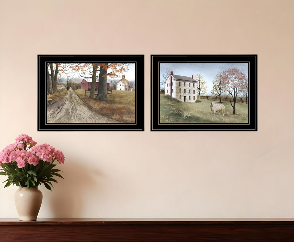 Homeroots Set Of Two The Road Home 2 Black Framed Print Wall Art  Wood Paper 406173