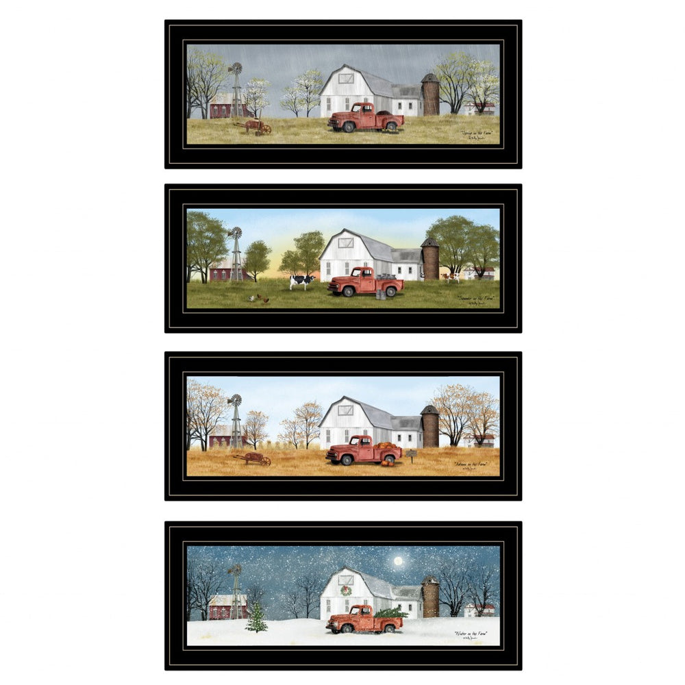 HomeRoots Set of Four Billy Jacobs Four Seasons Black Framed Prints - Vibrant Wall Art for Modern Decor 406180