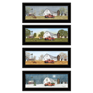 Homeroots Set Of Four Billy Jacobs Four Seasons Collection V Black Frame 2 Black Framed Print Wall Art  Wood Paper 406180