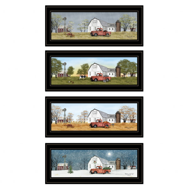 Homeroots Set Of Four Billy Jacobs Four Seasons Collection V Black Frame 2 Black Framed Print Wall Art  Wood Paper 406180