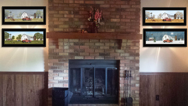 Homeroots Set Of Four Billy Jacobs Four Seasons Collection V Black Frame 2 Black Framed Print Wall Art  Wood Paper 406180