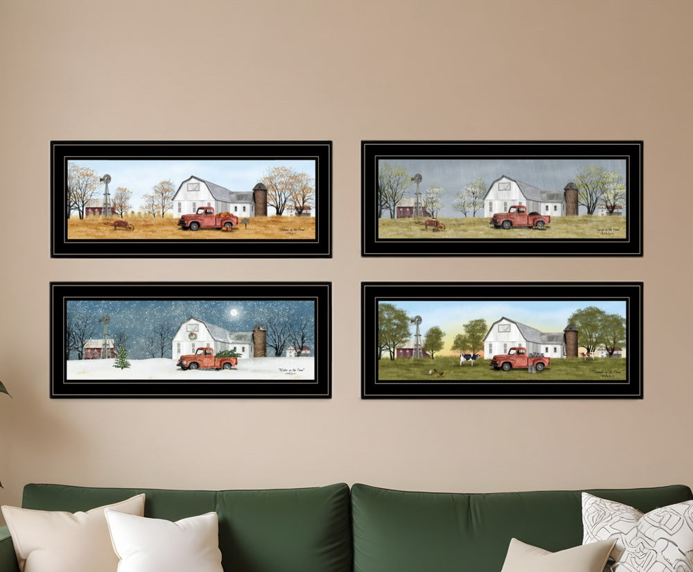 HomeRoots Set of Four Billy Jacobs Four Seasons Black Framed Prints - Vibrant Wall Art for Modern Decor 406180