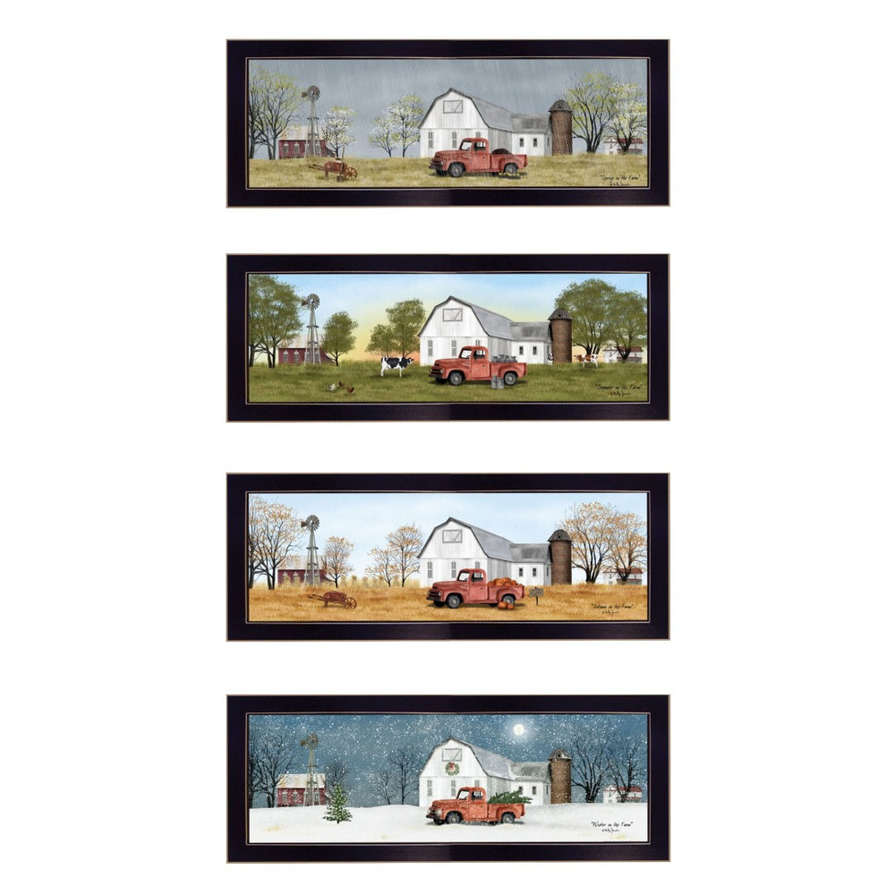 HomeRoots Set of Four Billy Jacobs Four Seasons Collection Black Framed Prints for Stylish Home Décor 406181