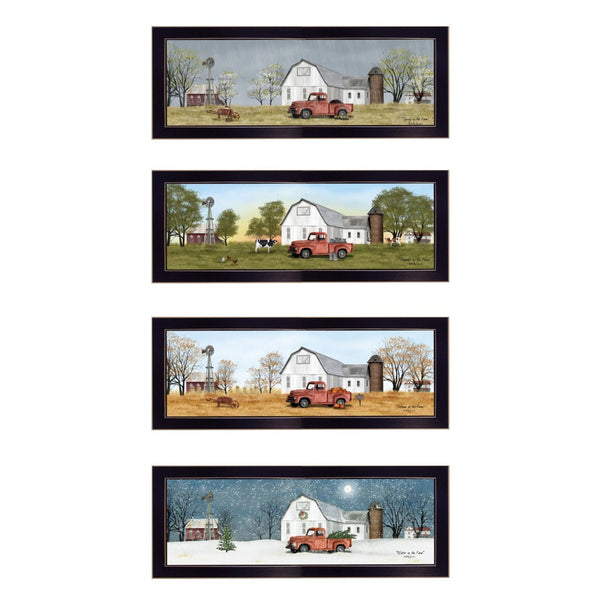 HomeRoots Set of Four Billy Jacobs Four Seasons Collection Black Framed Prints for Stylish Home Décor 406181