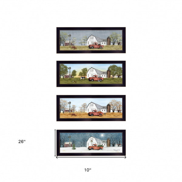HomeRoots Set of Four Billy Jacobs Four Seasons Collection Black Framed Prints for Stylish Home Décor 406181