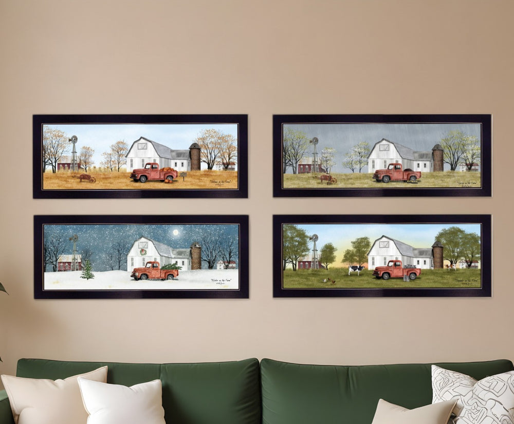 HomeRoots Set of Four Billy Jacobs Four Seasons Collection Black Framed Prints for Stylish Home Décor 406181