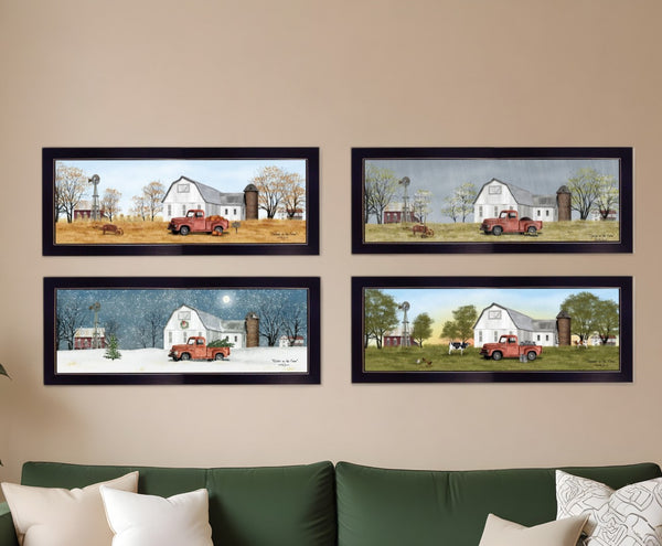 HomeRoots Set of Four Billy Jacobs Four Seasons Collection Black Framed Prints for Stylish Home Décor 406181