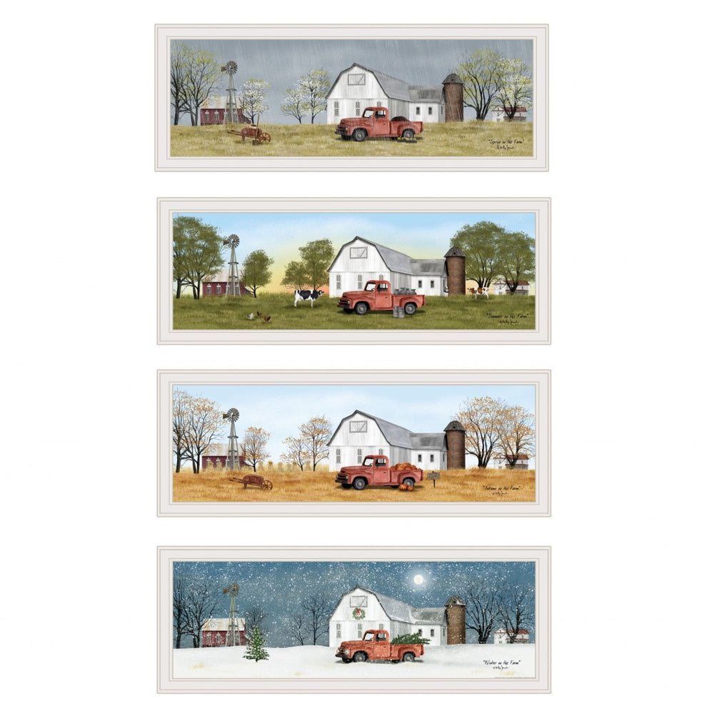HomeRoots Set of Four Billy Jacobs Framed Seasonal Prints - Modern Art for Stylish Home Décor Upgrade 406182
