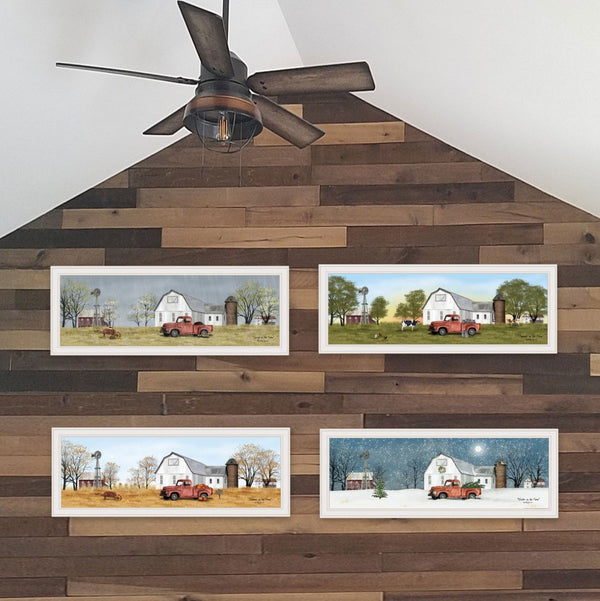 HomeRoots Set of Four Billy Jacobs Framed Seasonal Prints - Modern Art for Stylish Home Décor Upgrade 406182
