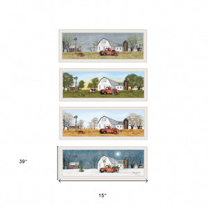 HomeRoots Set of Four Billy Jacobs Framed Seasonal Prints - Modern Art for Stylish Home Décor Upgrade 406182