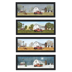 Homeroots Set Of Four Billy Jacobs Four Seasons Collection Vii 2 Black Framed Print Wall Art  Wood Paper 406183