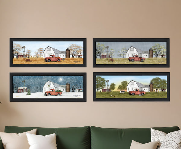Homeroots Set Of Four Billy Jacobs Four Seasons Collection Vii 2 Black Framed Print Wall Art  Wood Paper 406183