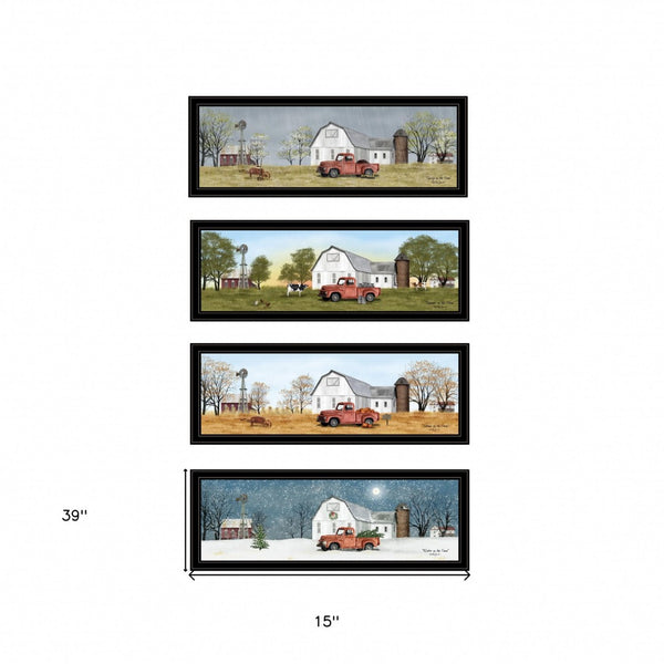 HomeRoots Set of Four Billy Jacobs Framed Prints – Four Seasons Collection VII Wall Art for Stylish Décor 406184