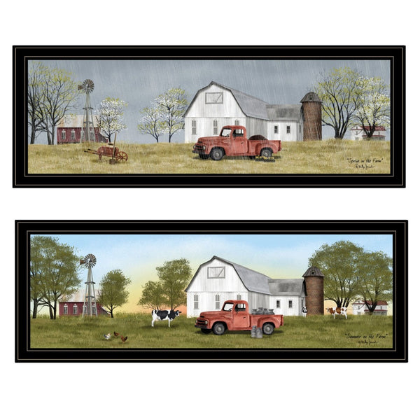 HomeRoots Set of Two Billy Jacobs Seasonal Black Frame Wall Art Prints for Stylish Home Decor Refreshing Touch 406188