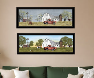HomeRoots Set of Two Billy Jacobs Seasonal Black Frame Wall Art Prints for Stylish Home Decor Refreshing Touch 406188