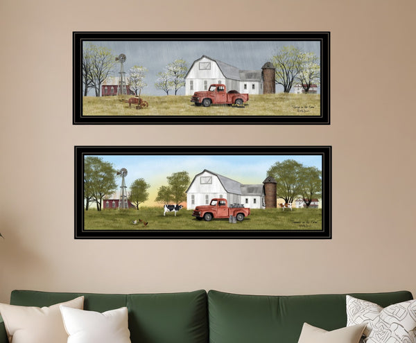 HomeRoots Set of Two Billy Jacobs Seasonal Black Frame Wall Art Prints for Stylish Home Decor Refreshing Touch 406188