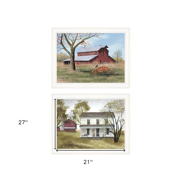 HomeRoots Set of Two End of Summer Vibrant Framed Prints - Gallery-Ready Art for Your Home Decor Upgrade 406191