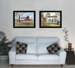 HomeRoots Set of Two Elegant Black Framed Print Wall Art – Captivating Late Summer Decor for Modern Spaces 406192