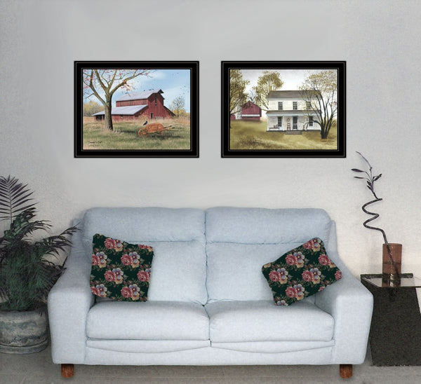 HomeRoots Set of Two Elegant Black Framed Print Wall Art – Captivating Late Summer Decor for Modern Spaces 406192