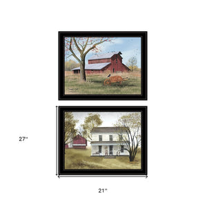 HomeRoots Set of Two Elegant Black Framed Print Wall Art – Captivating Late Summer Decor for Modern Spaces 406192